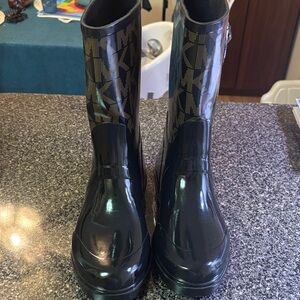 Michael Kors Black and Gold Rain Boots